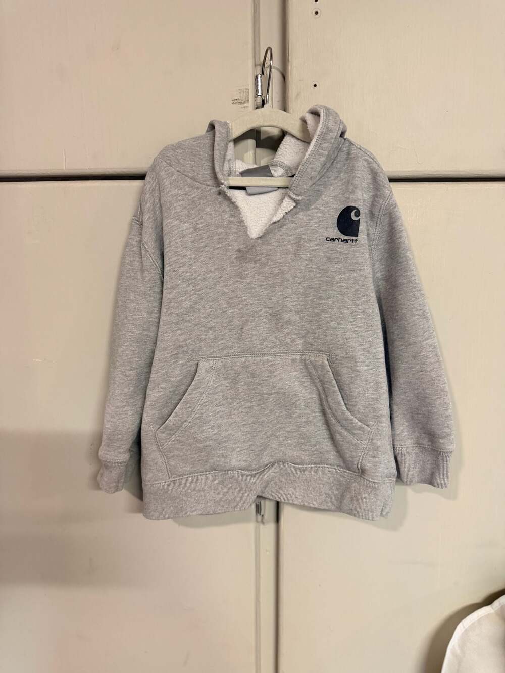 Carhartt Youth Boys Heather Gray Fleece-Lined Pullover Hoodie Size 5